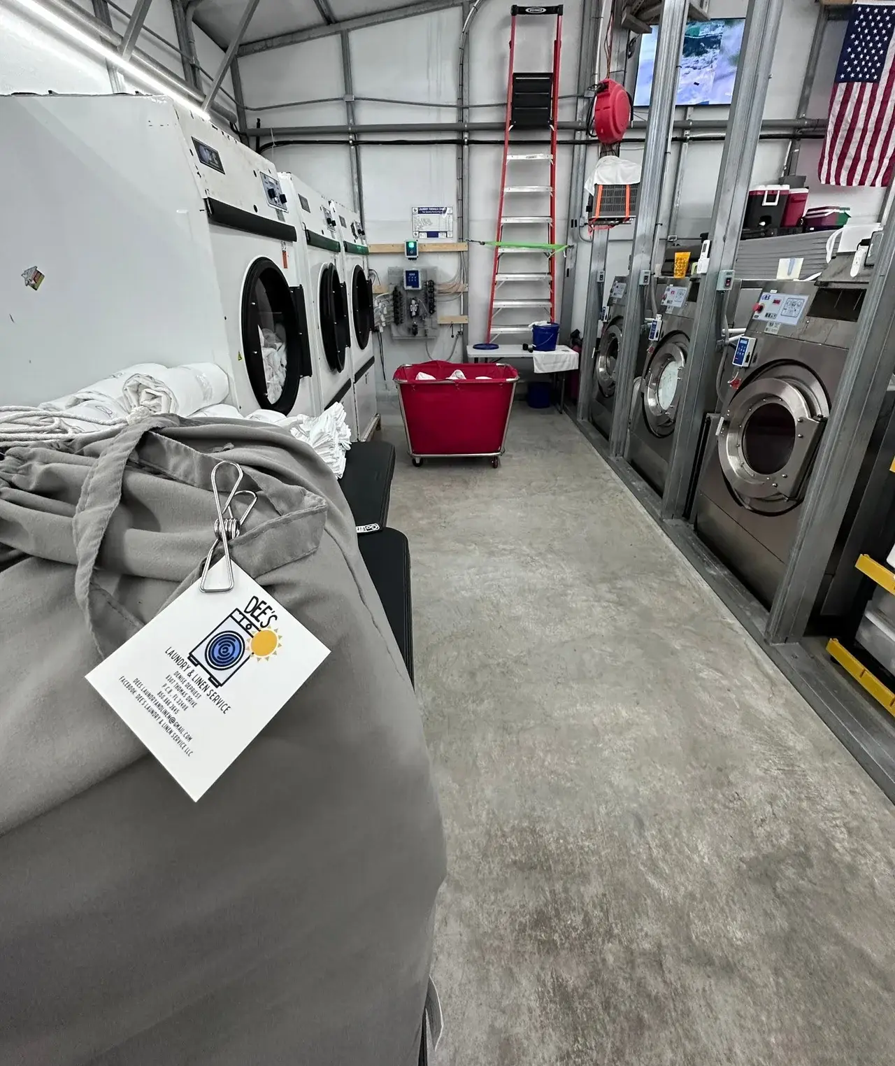 Inside Dee's commercial laundry facility — Panama City Beach